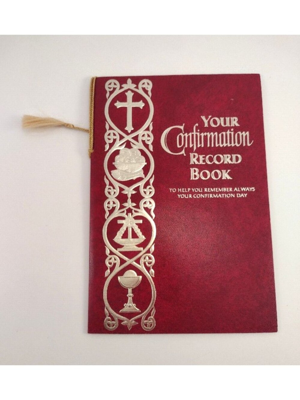 Vintage Confirmation Record Book Red Catholic Prayers Decorative Keepsake UNUSED